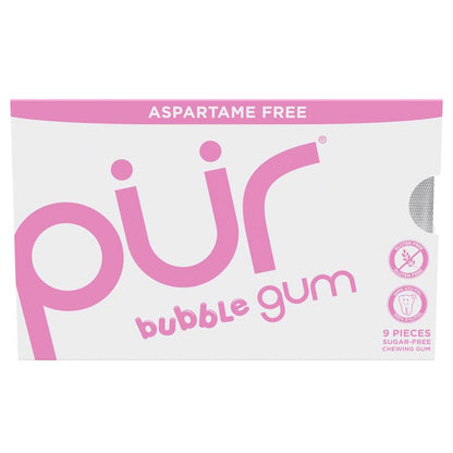 Emery Jensen CHWNG GUM Bubblegum packs, 9 pieces per pack, displayed with colorful bubblegum pieces and breath mints.