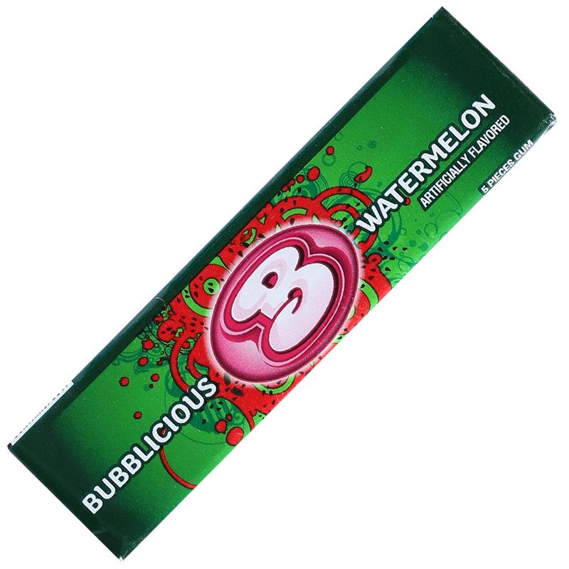 Emery Jensen CHWNG GUM WTRMLN pack of 18 watermelon-flavored gum and breath mints with freshening properties.