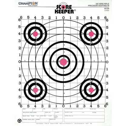 Emery Jensen gun cleaning accessories with sight-in target for firearm accuracy testing and sight adjustments.