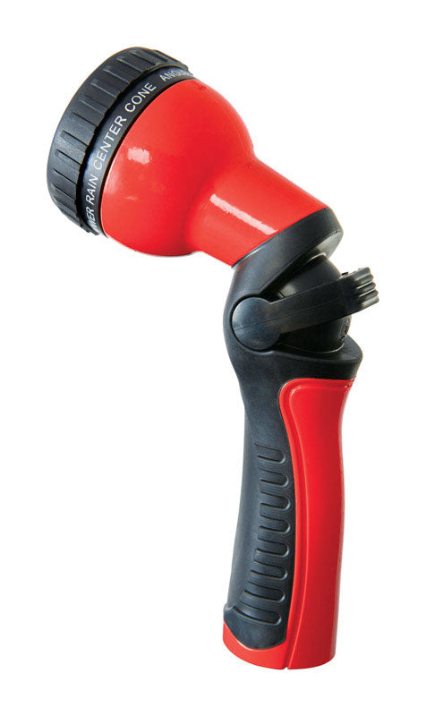 Emery Jensen gun hose nozzle with adjustable spray patterns, 9-pattern adjustable hose nozzle for watering and cleaning tasks.