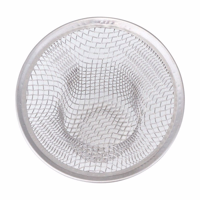 Emery Jensen bathtub hair catcher SS with fine mesh hair strainer to prevent clogs in bathroom drains.