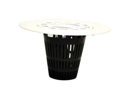 White Emery Jensen shower drain strainer for hair, made of durable material, fits standard bathroom drain for hair collection.