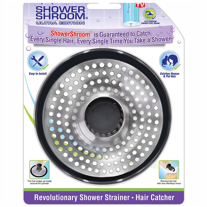 Emery Jensen Showershrom Ultra hair strainers in black with fine mesh for hair filtering and scalp protection.