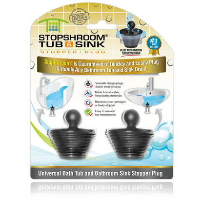Emery Jensen StopShroom Plug hair strainers in a 2-pack, designed to protect hair during styling or washing.