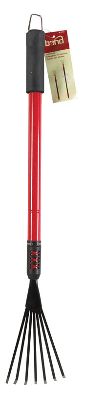 Emery Jensen telescopic MTL fan rake, a hand garden tool with extendable handle for raking leaves and debris outdoors.