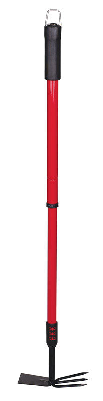 Emery Jensen telescopic rake and hoe hand garden tool with adjustable handle for gardening and soil work.