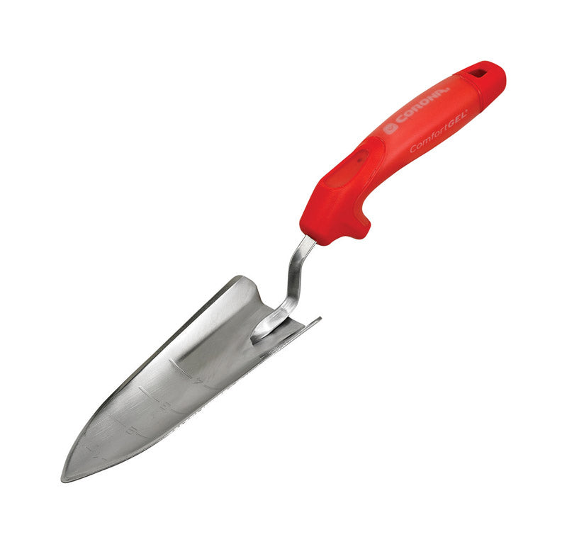 Emery Jensen hand garden trowel with ComfortGel grip, ideal for planting and digging in garden soil.