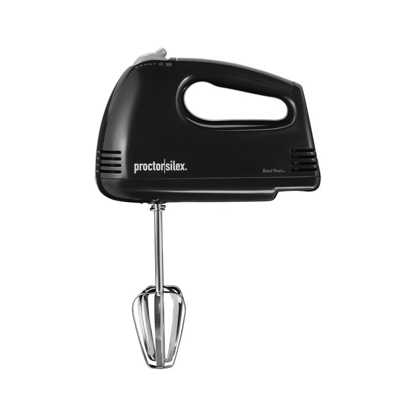 Black Emery Jensen hand food mixer with 100W motor, compact design, and ergonomic handle for easy mixing.