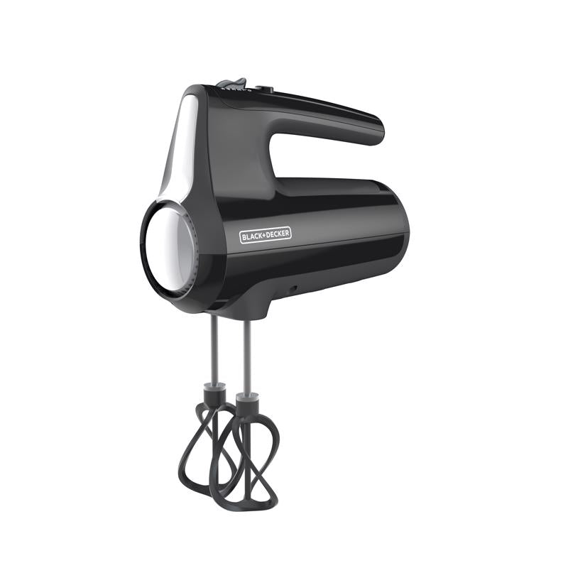 Black Emery Jensen hand mixer with 5-speed settings, compact design, and ergonomic handle for easy mixing.