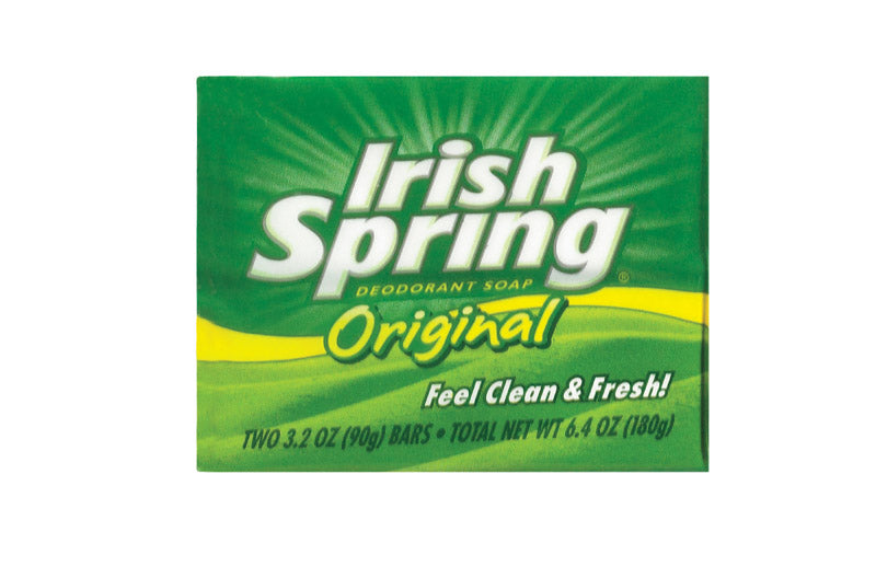 Emery Jensen Irish Spring hand soap 2-pack for household use, featuring classic Irish Spring scent and packaging.