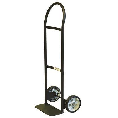 Emery Jensen hand truck with a black frame and two wheels, rated for 300 lbs load capacity, suitable for moving heavy items.