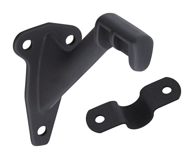 Emery Jensen handrail bracket OB mounted on a wall, made of durable metal, supports handrails for stairs or railings.