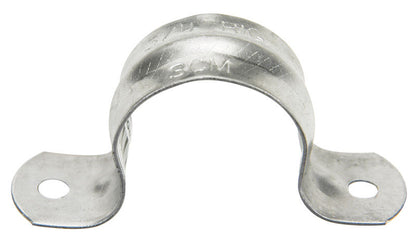Galvanized 1-inch tube strap hanger by Emery Jensen, durable metal strap for secure pipe or tube mounting.
