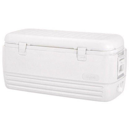 Emery Jensen 120QT Polar White hard-sided cooler with sturdy design and secure lid for outdoor and outdoor use.