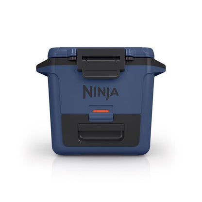 Emery Jensen hard-sided cooler in blue, 30-quart size, with sturdy construction and secure lid for outdoor cooling needs.