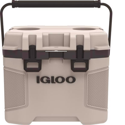 Emery Jensen HRD CLR reusable 25-quart hard-sided cooler with a sturdy design and secure lid, ideal for outdoor and camping use.