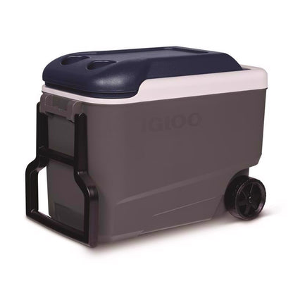 Emery Jensen MXCLD RLLCOOLR 40Q hard-sided cooler in charcoal with sturdy handles and secure lid for outdoor cooling needs.
