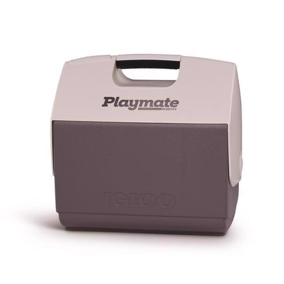 Emery Jensen Playmate Coolr Gray 16QT hard-sided cooler with sturdy gray exterior and secure lid for outdoor and picnic use.