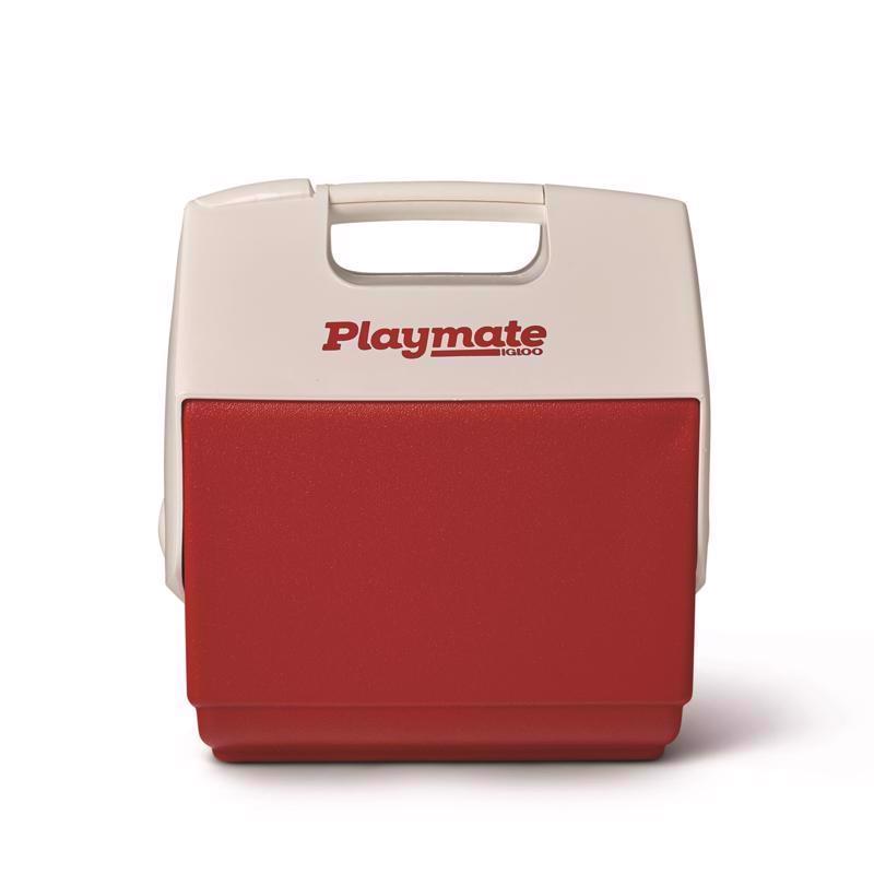 Emery Jensen Playmate Pal 9-Can hard-sided cooler with durable exterior and secure lid for portable cooling.