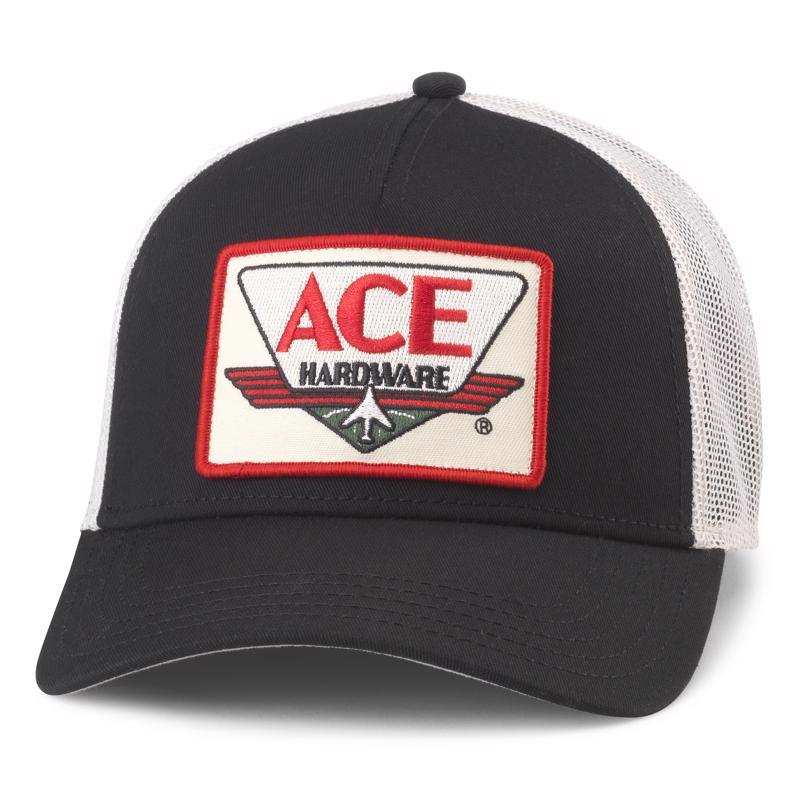Emery Jensen ACE logo baseball cap, classic hat with adjustable strap, featuring prominent embroidered ACE logo on front.