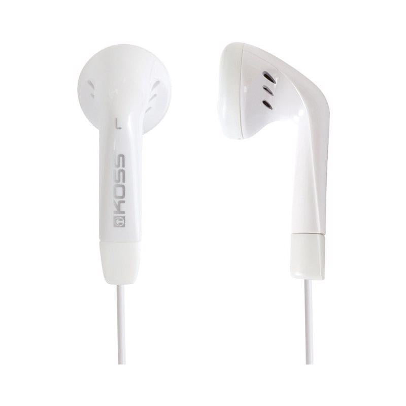 White Emery Jensen on-ear earbud headphones with cushioned ear pads and adjustable headband, shown from the front view.