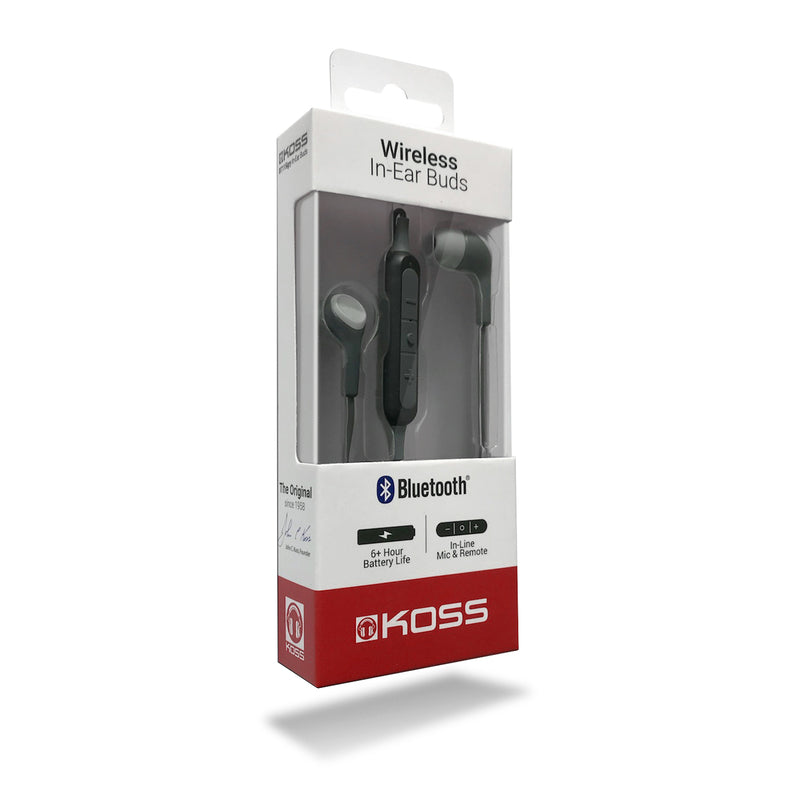 Gray Emery Jensen earbuds with microphone, in a 1-pack, featuring in-ear design and built-in mic for hands-free calls.