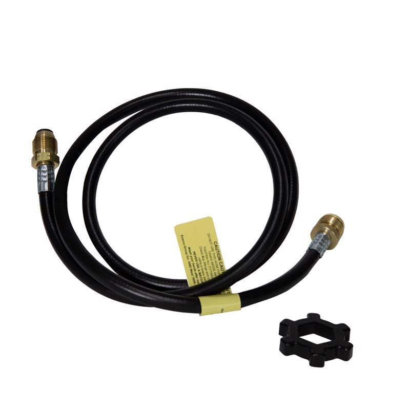 Emery Jensen LP cylinder tank 5' heater part, shown with metal fittings and connectors for propane heating systems.