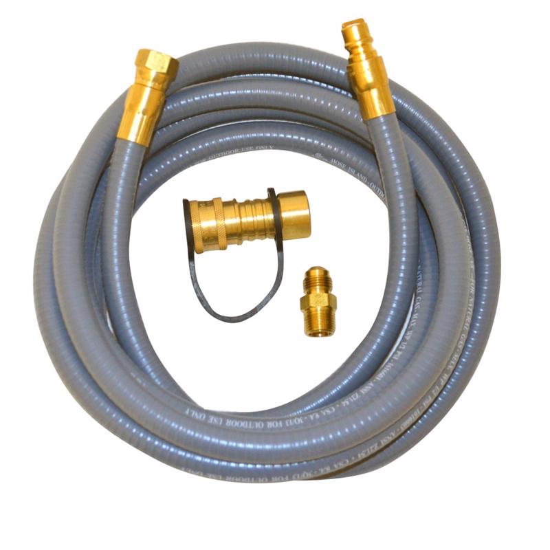 Emery Jensen natural gas heater hose, 12 feet long with 3/8-inch fittings and quick connect ends, for heater parts and accessories.