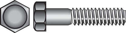 Hex grade 2 steel bolt by Emery Jensen, zinc-coated, 1/2 inch diameter, 10-inch length, shown in a close-up image.