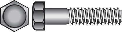 Emery Jensen Grade 2 zinc-plated hex bolt, 1/2 inch by 12 inches, showing the threaded shaft and hex head for fastening applications.