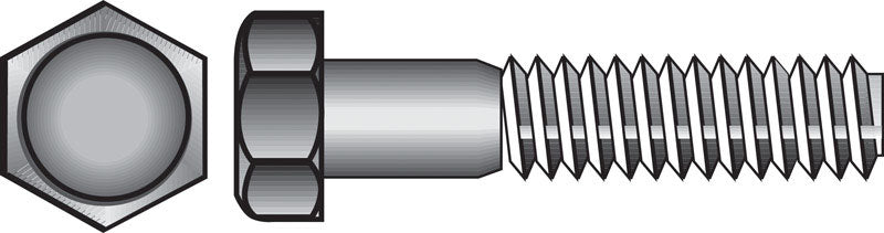 Emery Jensen Grade 2 zinc-plated hex bolt 1/2 inch by 9 inches, showing the threaded shank and hex head for fastening applications.
