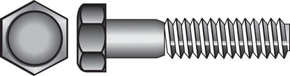 Emery Jensen Grade 2 hex bolt in zinc coating, 3/4 inch diameter and 10 inches long, shown in a close-up image.