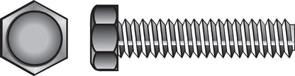 Emery Jensen Grade 2 hex tap bolt 1/4x2 inch, shown in a box of 100, with a hex head and threaded shank for fastening.