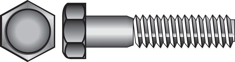 Emery Jensen Grade 2 hex USS Z bolt in 1/4x1 1/4 inch size, showing shiny metal finish and hex head for fastening applications.