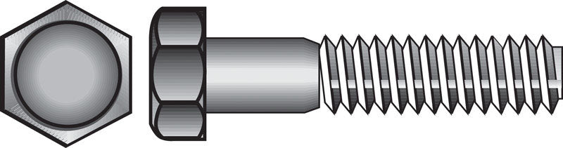 Emery Jensen HEX Grade 2 USS Z bolt, 1/4 inch by 5 inches, showing the zinc-coated steel construction and hex head design.