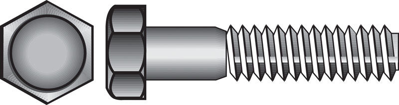 Emery Jensen HEX Grade 2 USS Z bolt, 3/8 inch diameter and 1 1/4 inch length, showing shiny steel finish and hex head.