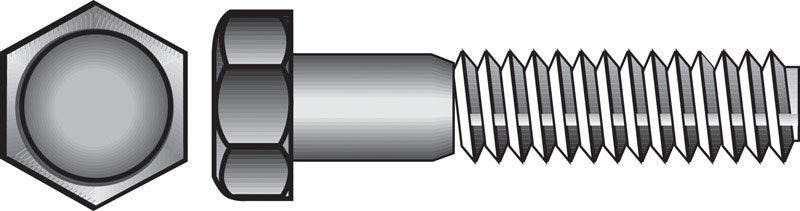 Emery Jensen HX Grade 2 USS Z hex bolts, 5/8 x 4 inch size, showing the zinc-plated hex head and threaded shank.