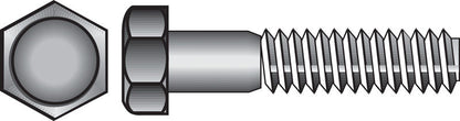 Emery Jensen HEX Grade 2 USS Z bolt, 7/16 inch by 2 inches, showing the zinc-plated hex bolt with threading and smooth head.