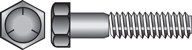 Emery Jensen HEX CAP SCREW Grade 5 coarse 1/4 inch by 1/2 inch, showing the hex head and threaded body.