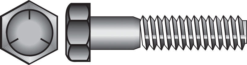 Emery Jensen HEX Grade 5 Coarse bolt, 1/2 inch by 4 1/2 inches, showing the threaded hex head and coarse threading