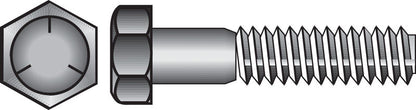 Emery Jensen hex grade 5 coarse bolt, 1/4 inch by 3/2 inch, showing the threaded metal surface and hex head.