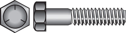 Emery Jensen Grade 5 coarse hex bolt, 1/4 inch by 6 inches, showing the threaded coarse hex head and metallic finish.