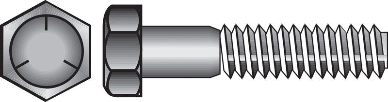 Emery Jensen Grade 5 coarse hex bolt in 5/16 x 1 1/4 inches, showing the hex head and threaded shaft.
