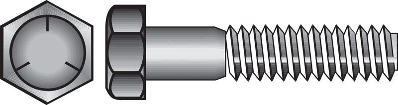 Emery Jensen hex grade 5 coarse bolt, 7/16 inch diameter and 3 1/2 inch length, standard USS HX CP style.