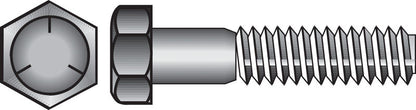 Emery Jensen hex grade 5 coarse bolt, 7/16 inch diameter, 6 inches long, shown in close-up detail.
