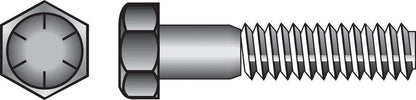 Emery Jensen HEX Grade 8 Coarse bolt, 1/2 inch by 2 1/2 inches, showing the textured coarse threads and hex head.
