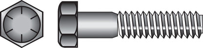 Hex Grade 8 Coarse bolt by Emery Jensen, 1/2 inch by 3 1/2 inch size, shown in close-up image with threading and head details.