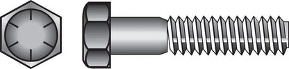 Emery Jensen HEX Grade 8 Coarse bolt, 1/2 inch diameter by 4 inches long, showing the threaded coarse surface and hex head.