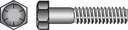 Emery Jensen Grade 8 coarse hex bolt, 1/4 inch by 1 1/2 inch, showing the textured coarse thread and hex head.