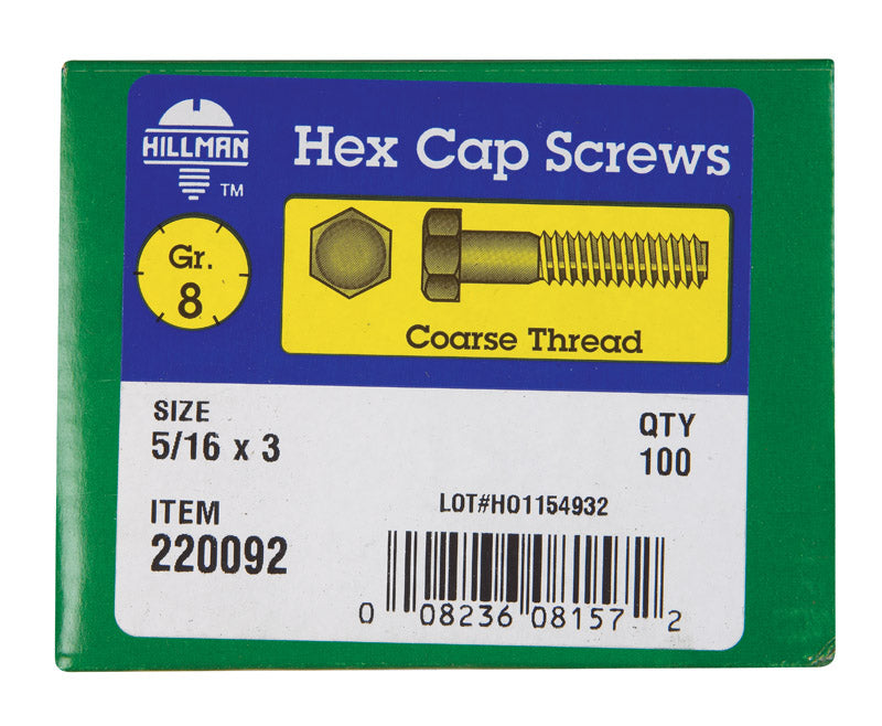 Emery Jensen HEX Grade 8 Coarse bolt, 5/16 x 3 inches, heavy-duty fastener for industrial and construction use.
